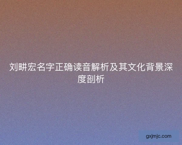 刘畊宏名字正确读音解析及其文化背景深度剖析