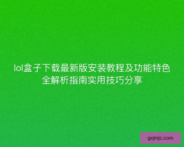 lol盒子下载最新版安装教程及功能特色全解析指南实用技巧分享
