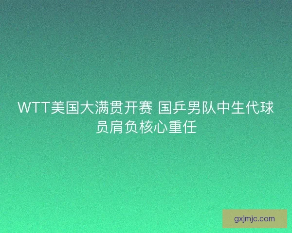 WTT美国大满贯开赛 国乒男队中生代球员肩负核心重任