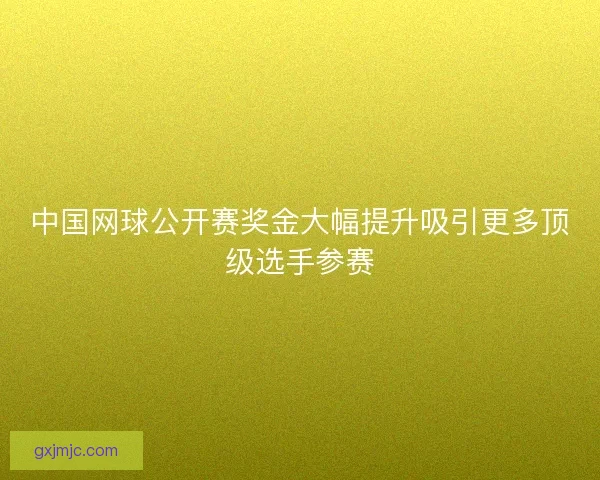 中国网球公开赛奖金大幅提升吸引更多顶级选手参赛